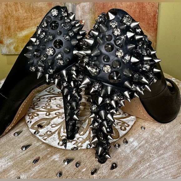 EUC SAM EDELMAN “Lorissa” Rockstar Glam Pumps in Black Leather Size 9.5 Intact!! - Picture 10 of 16